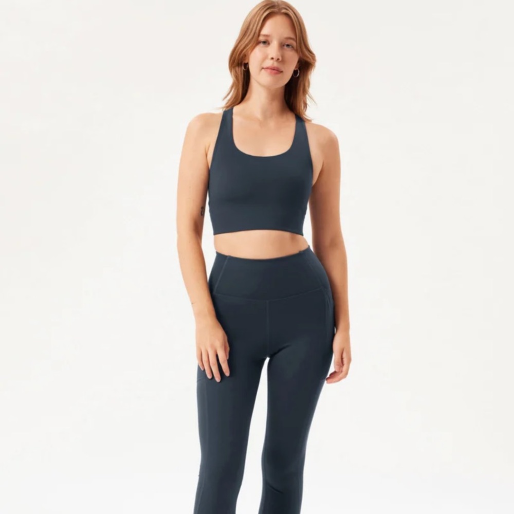 Girlfriend Collective SET midnight blue with high waist leggings and sports bra